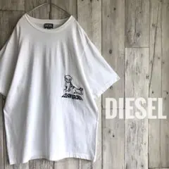 DIESEL ディーゼル　刺繍　半袖　Tシャツ エイリアン　ロゴ　白　宇宙人　犬