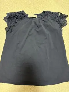 Zara Girls ネイビー レース袖 Tシャツ 130センチ