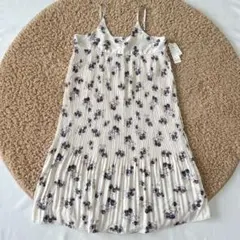 新品 INCEDE インシード 花柄 プリーツ キャミ 원피스 L ミモレ丈