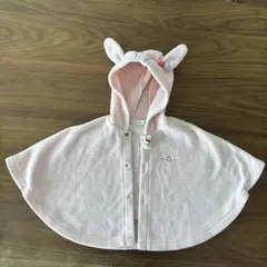 ウサギ耳付きフード ピンクポンチョ