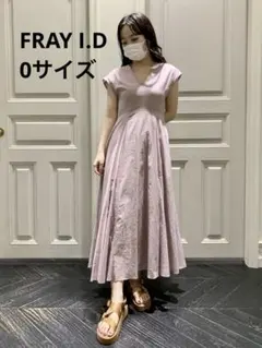 【美品】FRAY I.D コットンボイルマチフレアワンピース 0 ピンク