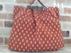 エコバッグ（711）・サブバッグ・ハンドメイド・お買い物袋・矢絣柄赤地
