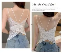 総レース チューブトップ  ブラトップ 　ホワイト　キャミソール フリーサイズ