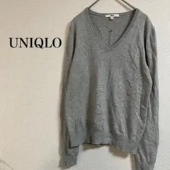 UNIQLO ユニクロ　コットンカシミヤVネックセーター　グレー　M
