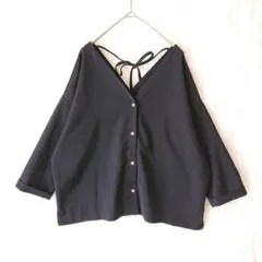 ジェナ ブラウス 羽織り カットソー ネイビー 紺 F フェミニン