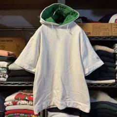 Y2K NIKE ナイキ 銀タグ 半袖スウェットパーカー 切替デザイン 肉厚