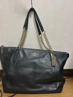 COACH ブラック レザー ショルダーバッグ