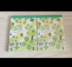 LUCKY CLOVER メモ帳 2冊セット クローバー 音楽柄 平成レトロ
