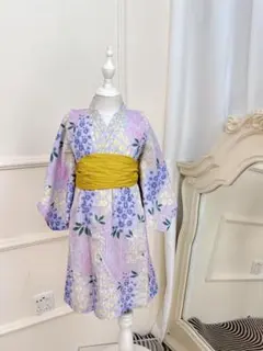 完売品 新品未使用プティマインpetit main浴衣キッズ 浴衣+帯120cm