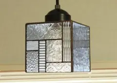 ペンダントライト　ブルー×クリア　ステンドグラス