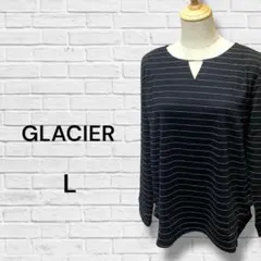 グラシア　GLACIER 長袖シャツ　首元アクセサリー　飾り　ボーダー　Lのサムネイル