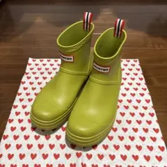 HUNTER ライムグリーン ショートブーツ