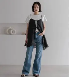 ❤️ローリーズファーム❤️2WayコットンレースミニワンピースBK