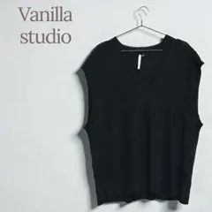 ★バニラスタジオ★ニットベスト 大きめサイズ 3L 黒 薄手