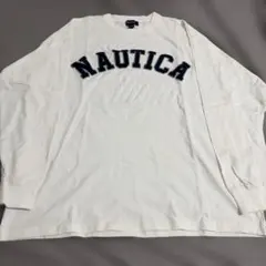 NAUTICA ロゴ刺繍 ロングスリーブTシャツ ホワイト L