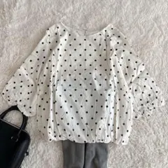 美品✨24SS✨定価2.1万✨ビアズリー　ドットバルーンブラウス　ボリューム