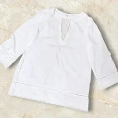 ナチュラルビューティーベーシック コットンレース チュニック ブラウス M