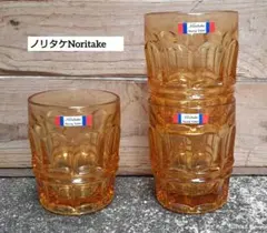 Noritake アンバー グラス クリスタルノリタケ 昭和レトロ 純喫茶 新品