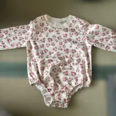 ヒョウ柄ロンパース 長袖 クリームピンク