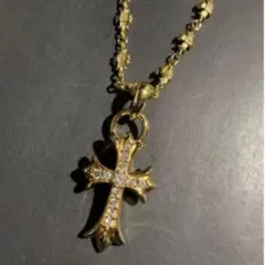 22k ダイヤ　タイニークロスチェーン　ネックレス　50㎝