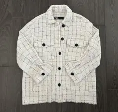 ZARA ホワイトチェック柄ジャケット Mサイズ