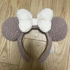 ミニーちゃんカチューシャ　ベロアリボン