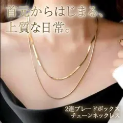2連　チェーン　ネックレス　ゴールド　ステンレス　男女兼用　エレガント　贈り物