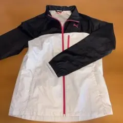 PUMA フルジップ ウィンドブレーカー L 黒/白/ピンク