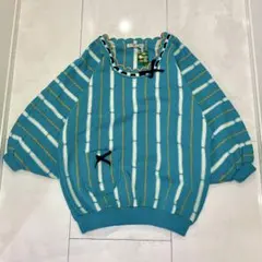 稀少/80sヴィンテージ 茶羽織 高級手編み 昭和レトロ ストライプ リボン 緑