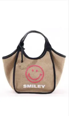 【新品】COOCO SMILEY 麻×ブラシ刺繍 トートバッグ チャーム付のサムネイル