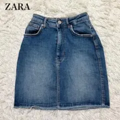 ZARA デニムタイトミニスカート XS 台形　ヴィンテージ　y2k ザラ　無地