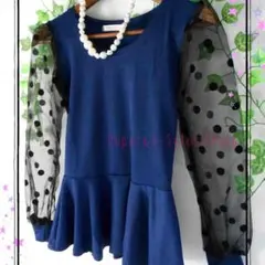 レア！主役級デザイン★オーガンジー袖 ペプラムカットソー ★送料無料