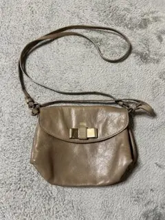 Chloeレザーショルダーバッグ ベージュ