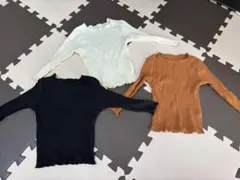 リブ編み長袖カットソー 3色セット