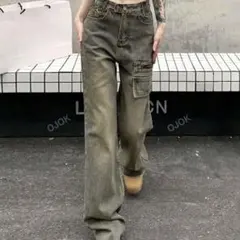 SHEIN カジュアルルーズデニムパンツ ミディアムウォッシュ M