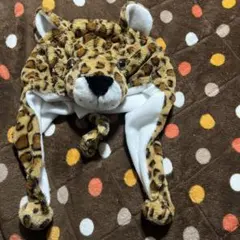 ヒョウ柄フリース帽子 耳付き