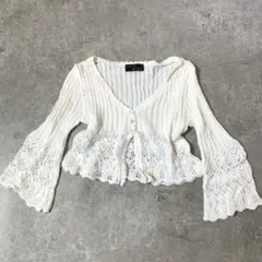 CECIL McBEE ホワイトカーディガン　ショート丈　ニット　ボレロ