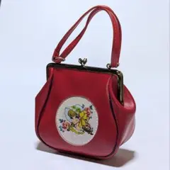 d*2様 【USED・昭和レトロ】イラスト付きがま口バッグ