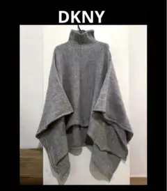 DKNY pure メリノウール　ポンチョニット　デザインセーター　グレー