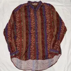 70s 80s レーヨンシャツ ペイズリー柄 ヴィンテージ 古着 昭和レトロ