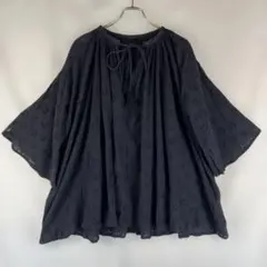 FREAK’S STORE 刺繍 ブラウス ブラック コットン100% ゆったり