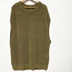 JUNRED メンズ　メッシュ　ルーズ　ベスト 透かし　レイヤード　キャメル Lのサムネイル