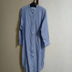 relume 青白ストライプ 長袖シャツワンピース
