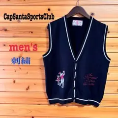 メンズCapSantaSportsClub ベスト Vネック 刺繍 韓国のサムネイル