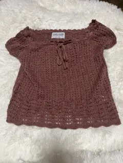 ジーユー GU × マルヤマ ナショナルマーケット 半袖　ニット　ブラウン