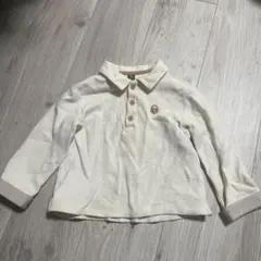 モイモルン　ホワイトポロシャツ 長袖 マッシュルーム刺繍