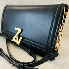 【美品】ZADIG&VOLTAIRE ショルダーバッグ ゴールドチェーン 黒