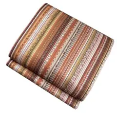 R29未着用開名古屋帯 博多織 縞 リバーシブル　正絹 着物帯　仕立て上り美品