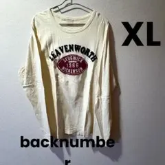 BACK NUMBER 長袖Tシャツ XL ビッグロゴ メンズ 古着　ベージュ