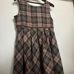 ブラウン チェック柄 ノースリーブ ワンピース
